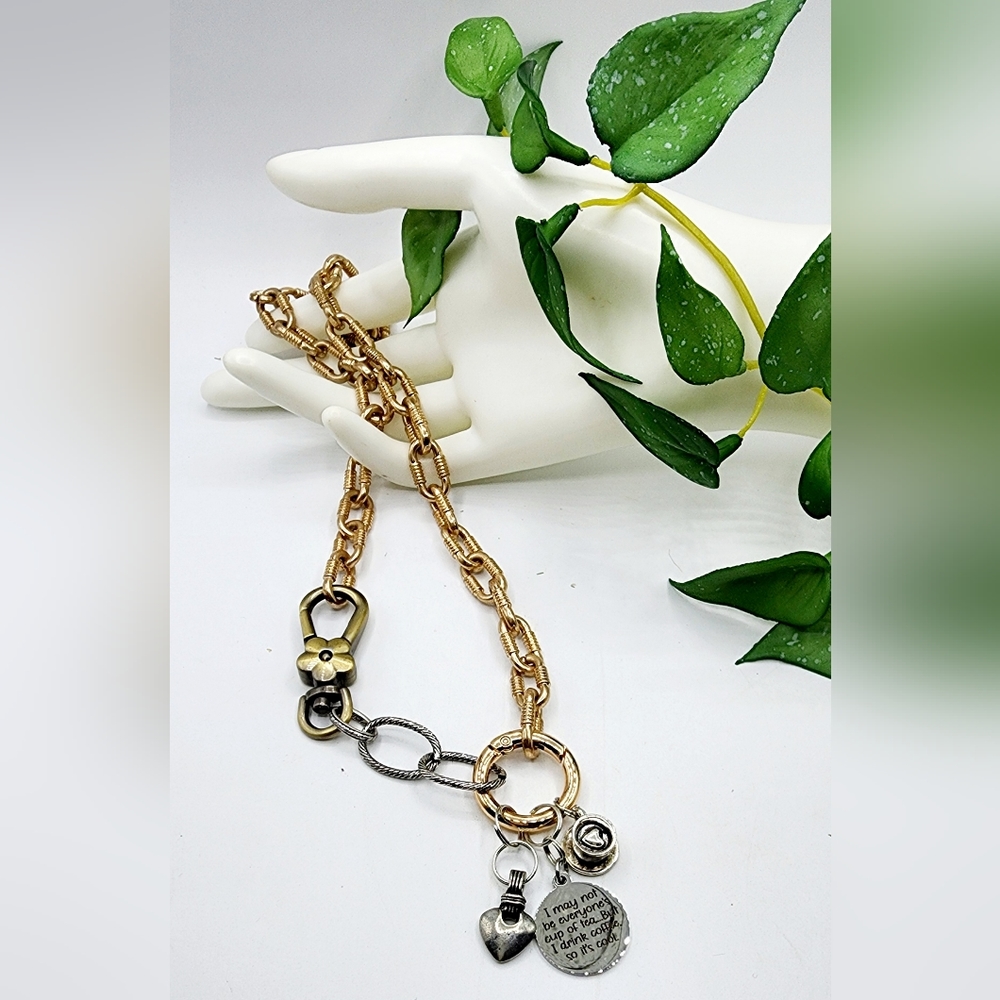 Worn gold chain necklace, spring clasp connector, 23inch, custom made